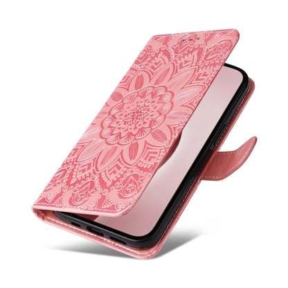 For iPhone 16 Pro Embossed Sunflower Leather Phone Case(Pink) - iPhone 16 Pro Cases by buy2fix | Online Shopping UK | buy2fix