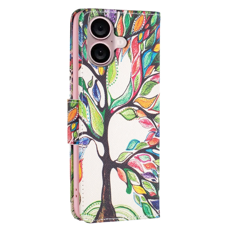 For iPhone 16 Plus Colored Drawing Pattern Leather Phone Case(Tree Life) - iPhone 16 Plus Cases by buy2fix | Online Shopping UK | buy2fix