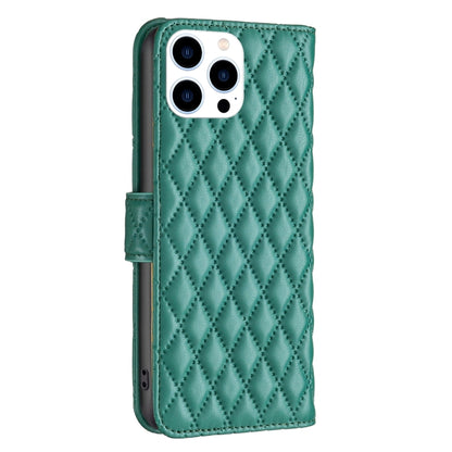 For iPhone 16 Pro Diamond Lattice Wallet Flip Leather Phone Case(Green) - iPhone 16 Pro Cases by buy2fix | Online Shopping UK | buy2fix