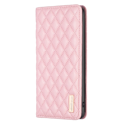 For iPhone 16 Pro Diamond Lattice Magnetic Leather Flip Phone Case(Pink) - iPhone 16 Pro Cases by buy2fix | Online Shopping UK | buy2fix