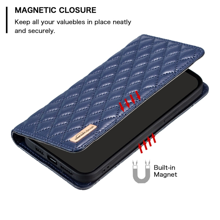 For iPhone 16 Plus Diamond Lattice Magnetic Leather Flip Phone Case(Blue) - iPhone 16 Plus Cases by buy2fix | Online Shopping UK | buy2fix