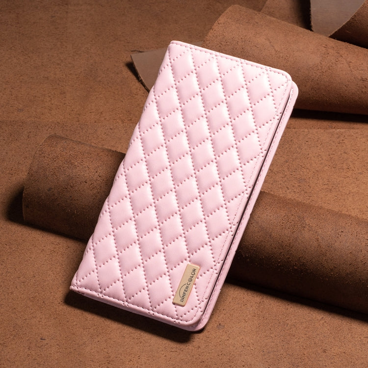 For iPhone 16 Plus Diamond Lattice Magnetic Leather Flip Phone Case(Pink) - iPhone 16 Plus Cases by buy2fix | Online Shopping UK | buy2fix