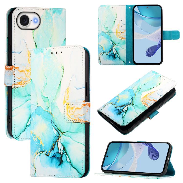 For iPhone SE 2024 PT003 Marble Pattern Flip Leather Phone Case(Green LS003) - More iPhone Cases by buy2fix | Online Shopping UK | buy2fix