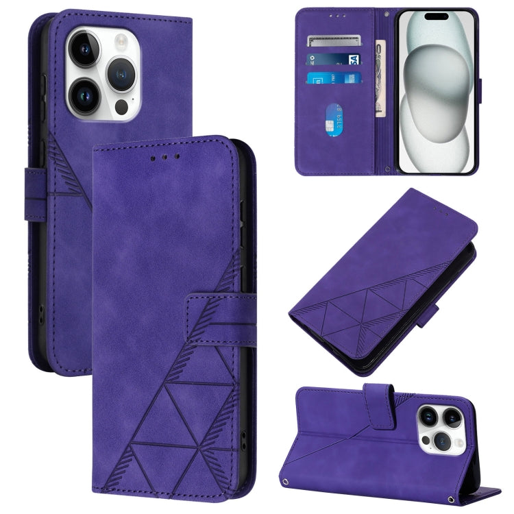 For iPhone 16 Pro Crossbody 3D Embossed Flip Leather Phone Case(Purple) - iPhone 16 Pro Cases by buy2fix | Online Shopping UK | buy2fix