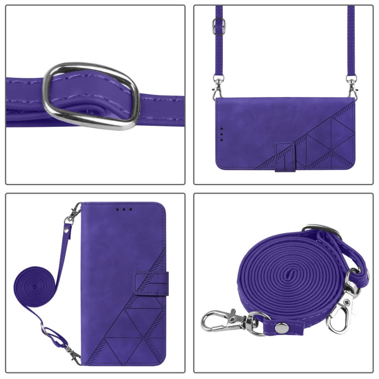 For iPhone 16 Pro Crossbody 3D Embossed Flip Leather Phone Case(Purple) - iPhone 16 Pro Cases by buy2fix | Online Shopping UK | buy2fix