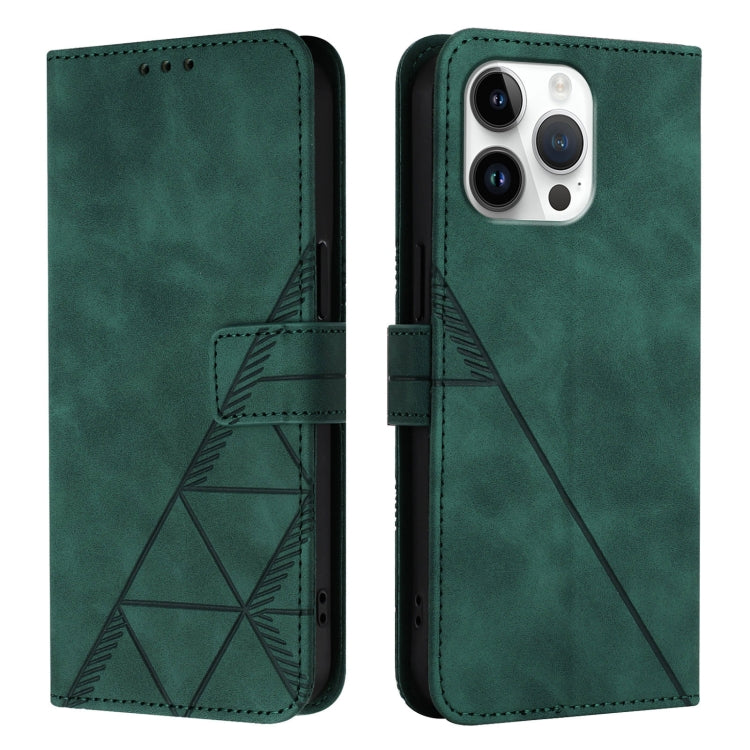 For iPhone 16 Pro Max Crossbody 3D Embossed Flip Leather Phone Case(Dark Green) - iPhone 16 Pro Max Cases by buy2fix | Online Shopping UK | buy2fix