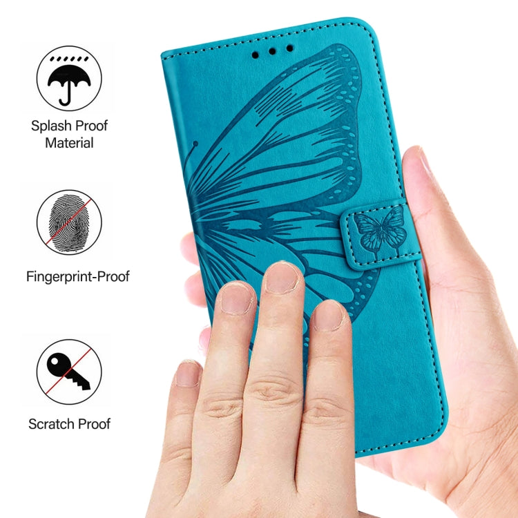 For iPhone SE 2024 Embossed Butterfly Leather Phone Case(Blue) - More iPhone Cases by buy2fix | Online Shopping UK | buy2fix