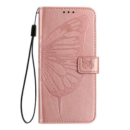 For iPhone 16 Plus Embossed Butterfly Leather Phone Case(Rose Gold) - iPhone 16 Plus Cases by buy2fix | Online Shopping UK | buy2fix