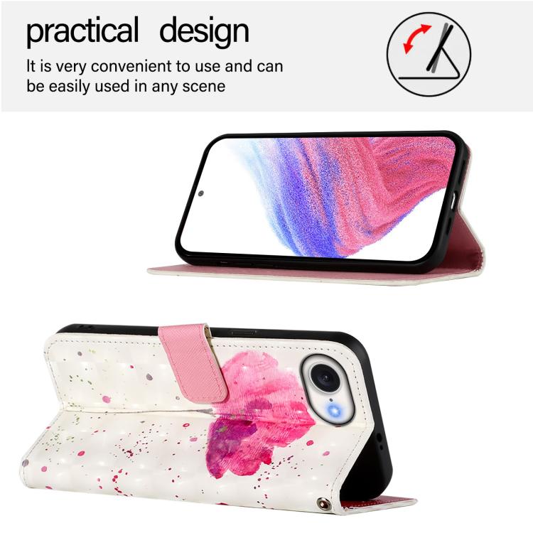 For iPhone SE 2024 3D Painting Horizontal Flip Leather Phone Case(Flower) - More iPhone Cases by buy2fix | Online Shopping UK | buy2fix