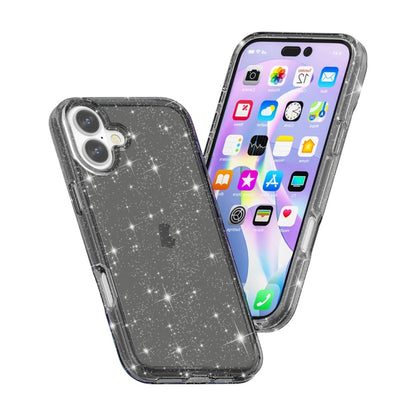 For iPhone 16 Plus Shockproof Terminator Glitter Powder Phone Case(Black) - iPhone 16 Plus Cases by buy2fix | Online Shopping UK | buy2fix