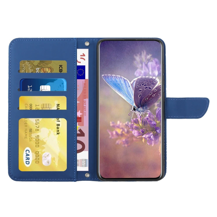 For OnePlus 12 5G Global Skin Feel Butterfly Peony Embossed Leather Phone Case(Blue) - OnePlus Cases by buy2fix | Online Shopping UK | buy2fix