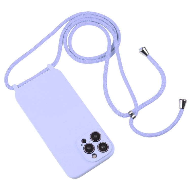 For iPhone 16 Crossbody Lanyard Liquid Silicone Case(Light Purple) - iPhone 16 Cases by buy2fix | Online Shopping UK | buy2fix