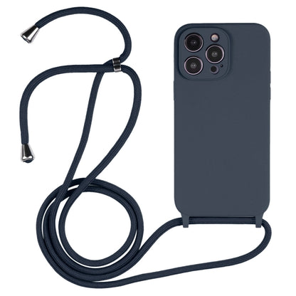 For iPhone 16 Pro Crossbody Lanyard Liquid Silicone Case(Midnight Blue) - iPhone 16 Pro Cases by buy2fix | Online Shopping UK | buy2fix