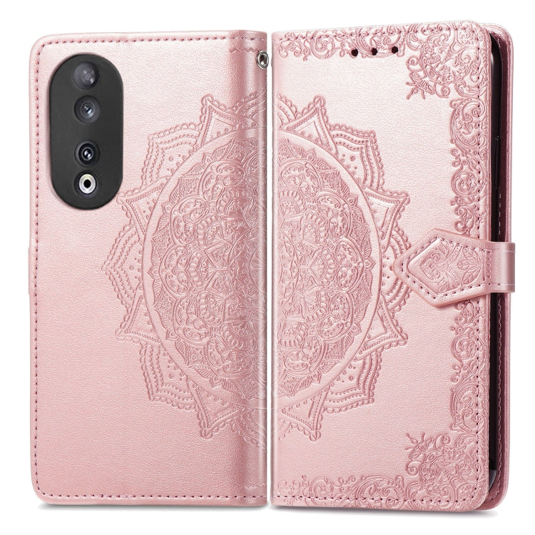 For Honor 90 Pro 5G Mandala Flower Embossed Leather Phone Case(Rose Gold) - Honor Cases by buy2fix | Online Shopping UK | buy2fix