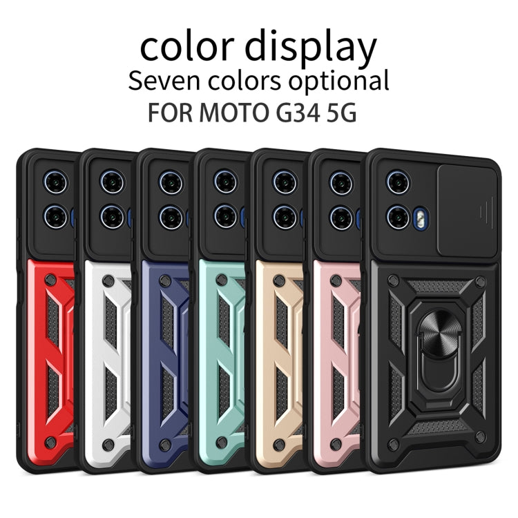 For Motorola Moto G34 5G Sliding Camera Cover Design TPU Hybrid PC Phone Case(Red) - Motorola Cases by buy2fix | Online Shopping UK | buy2fix