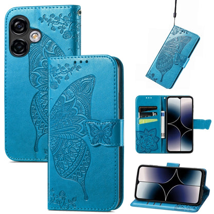 For Ulefone Note 16 Pro Butterfly Love Flower Embossed Leather Phone Case(Blue) - Ulefone Cases by buy2fix | Online Shopping UK | buy2fix