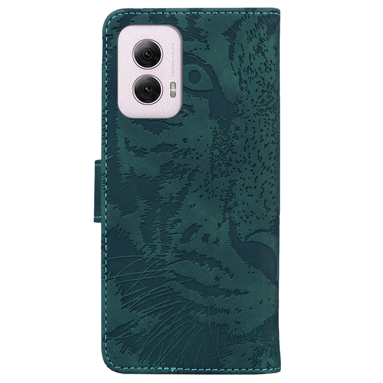For Motorola Moto G Power 5G 2024 Tiger Embossing Pattern Leather Phone Case(Green) - Motorola Cases by buy2fix | Online Shopping UK | buy2fix