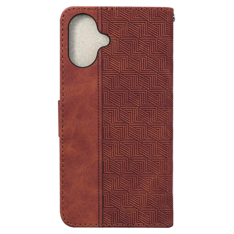 For iPhone 16 Geometric Embossed Leather Phone Case(Brown) - iPhone 16 Cases by buy2fix | Online Shopping UK | buy2fix