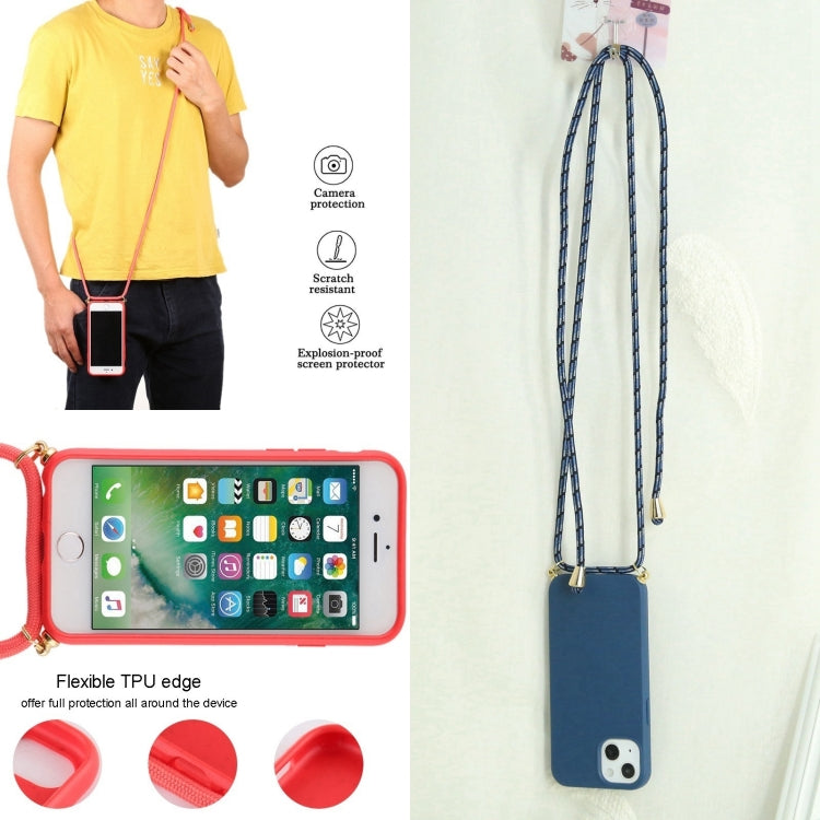 For iPhone 16 Pro Max Wheat Straw TPU Shockproof Phone Case with Neck Lanyard(Blue) - iPhone 16 Pro Max Cases by buy2fix | Online Shopping UK | buy2fix