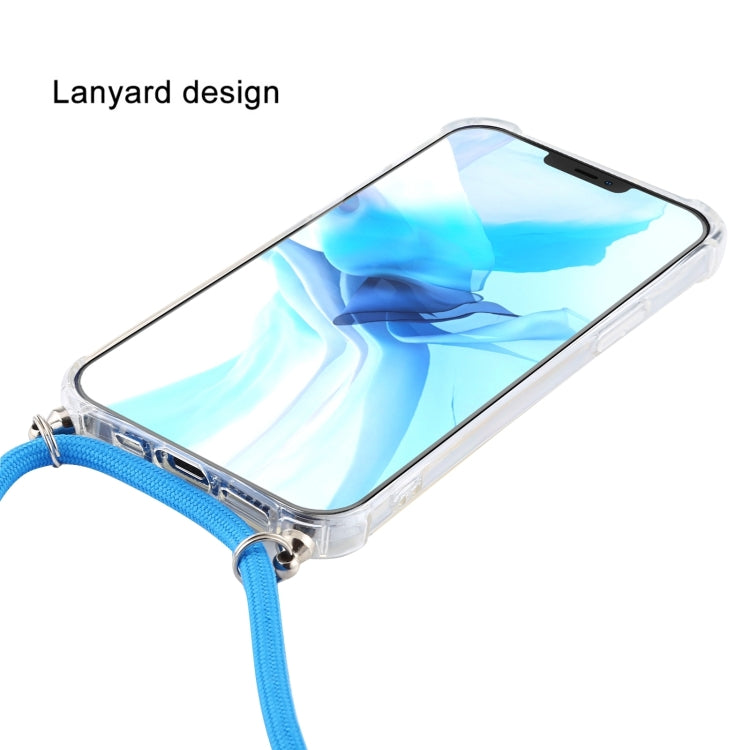 For iPhone 16 Four-Corner Shockproof Transparent TPU Case with Lanyard(Purple Blue Yellow) - iPhone 16 Cases by buy2fix | Online Shopping UK | buy2fix