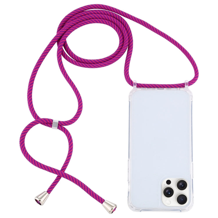 For iPhone 16 Pro Max Transparent Acrylic Airbag Shockproof Phone Protective Case with Lanyard(Rose Purple) - iPhone 16 Pro Max Cases by buy2fix | Online Shopping UK | buy2fix