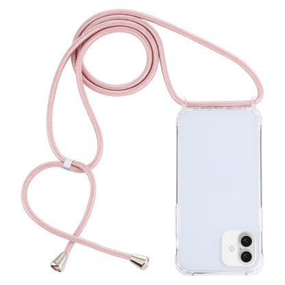 For iPhone 16 Transparent Acrylic Airbag Shockproof Phone Protective Case with Lanyard(Rose Gold) - iPhone 16 Cases by buy2fix | Online Shopping UK | buy2fix