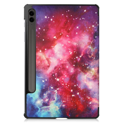 For Samsung Galaxy Tab S9 FE+ Custer Painted 3-Fold Holder Smart Leather Tablet Case(Milky Way Nebula) - Galaxy Tab S9 FE+ by buy2fix | Online Shopping UK | buy2fix