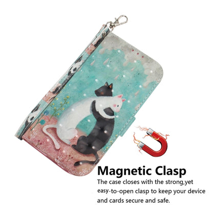 For iPhone 16 Pro 3D Colored Horizontal Flip Leather Phone Case(Black White Cat) - iPhone 16 Pro Cases by buy2fix | Online Shopping UK | buy2fix