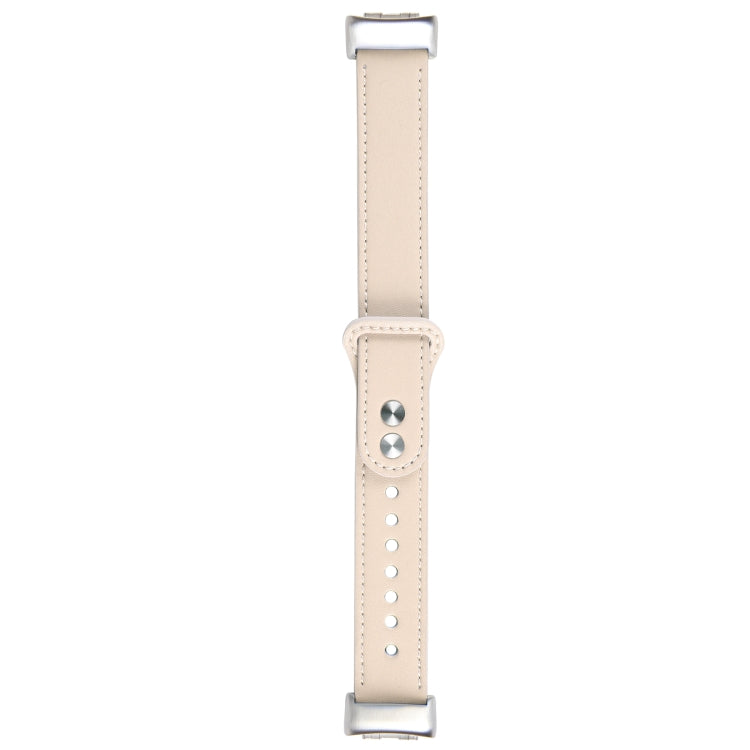 For Fitbit Charge 5 PU Leather Replacement Watch Band(Creamy White) - Watch Bands by buy2fix | Online Shopping UK | buy2fix