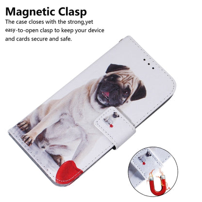 For iPhone 16 Coloured Drawing Flip Leather Phone Case(Pug) - iPhone 16 Cases by buy2fix | Online Shopping UK | buy2fix