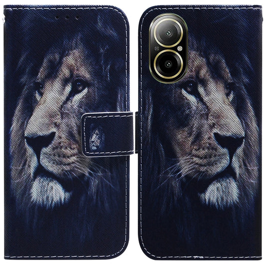 For Realme C67 4G Global Coloured Drawing Flip Leather Phone Case(Lion) - C67 Cases by buy2fix | Online Shopping UK | buy2fix