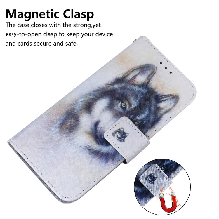 For OPPO A60 4G Coloured Drawing Flip Leather Phone Case(White Wolf) - OPPO Cases by buy2fix | Online Shopping UK | buy2fix