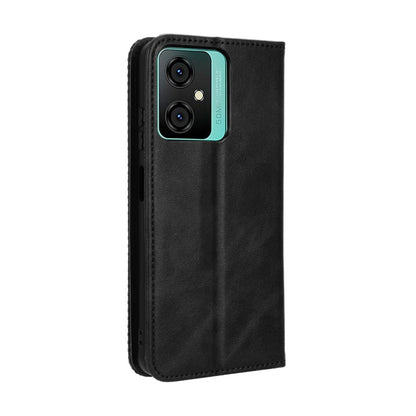 For Blackview Oscal C70 Magnetic Buckle Retro Texture Leather Phone Case(Black) - More Brand by buy2fix | Online Shopping UK | buy2fix