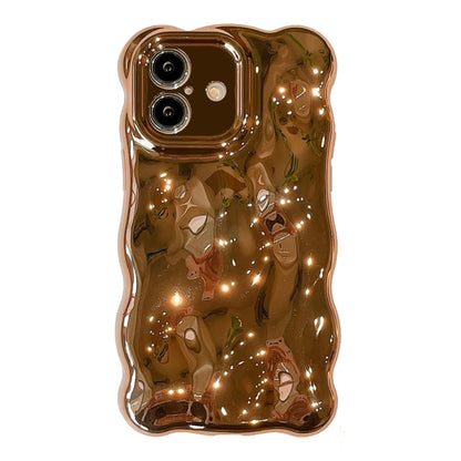 For iPhone 16 Plus Wave Bubbles TPU Phone Case(Painted Gold) - iPhone 16 Plus Cases by buy2fix | Online Shopping UK | buy2fix