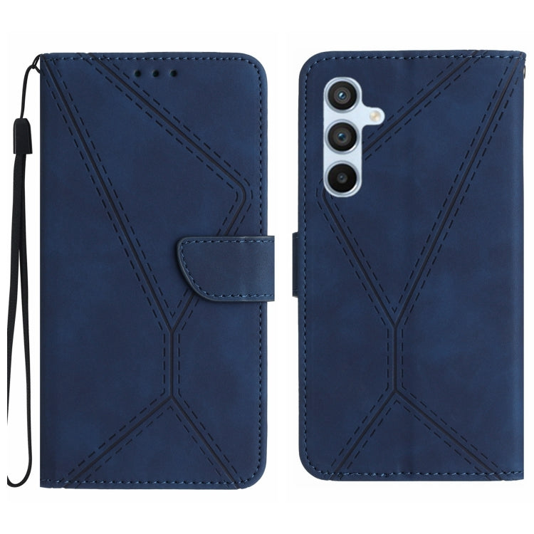 For Samsung Galaxy A15 Stitching Embossed Leather Phone Case(Blue) - Galaxy Phone Cases by buy2fix | Online Shopping UK | buy2fix