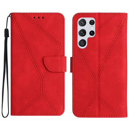 For Samsung Galaxy S24 Ultra 5G Stitching Embossed Leather Phone Case(Red) - Galaxy S24 Ultra 5G Cases by buy2fix | Online Shopping UK | buy2fix