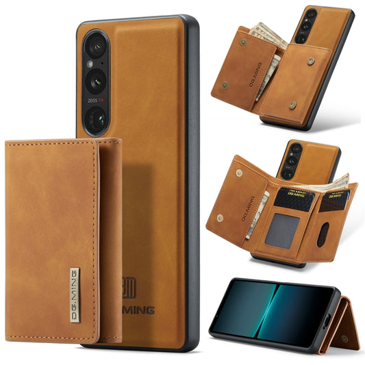 For Sony Xperia 1 V DG.MING M1 Series 3-Fold Multi Card Wallet + Magnetic Phone Case(Brown) - Sony Cases by DG.MING | Online Shopping UK | buy2fix