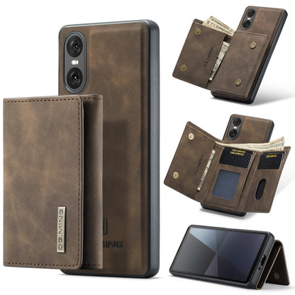 For Sony Xperia 10 VI DG.MING M1 Series 3-Fold Multi Card Wallet + Magnetic Phone Case(Coffee) - Sony Cases by DG.MING | Online Shopping UK | buy2fix