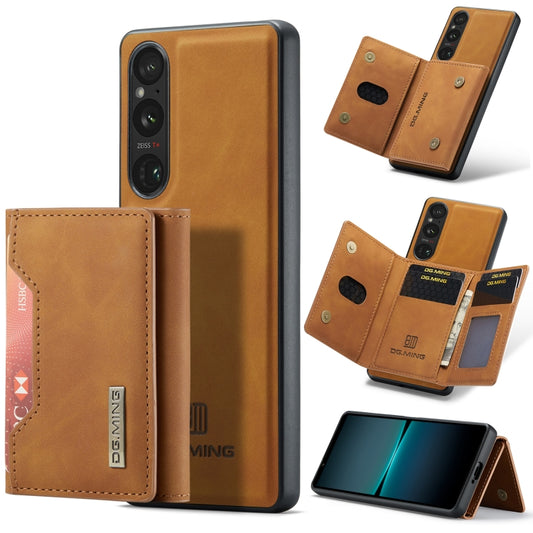 For Sony Xperia 1 V DG.MING M2 Series 3-Fold Multi Card Bag + Magnetic Phone Case(Brown) - Sony Cases by DG.MING | Online Shopping UK | buy2fix