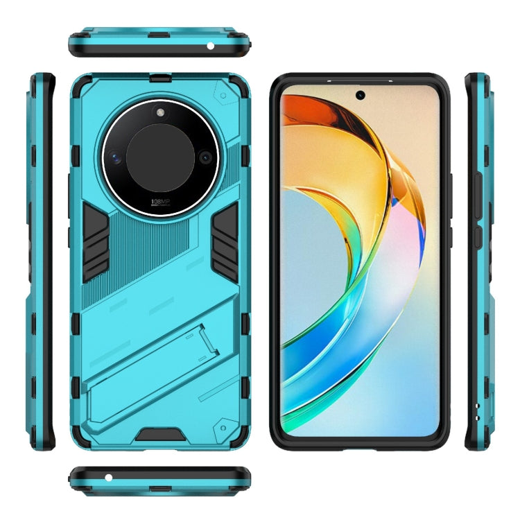 For Honor X50 5G Global / X9B Punk Armor 2 in 1 PC + TPU Phone Case with Holder(Blue) - Honor Cases by buy2fix | Online Shopping UK | buy2fix