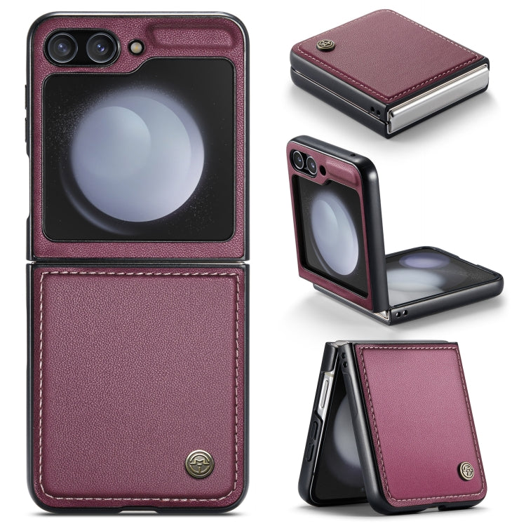 For Samsung Galaxy Z Flip5 CaseMe 023 Butterfly Buckle Litchi Texture RFID Anti-theft Leather Phone Case(Wine Red) - Galaxy Z Flip5 Cases by CaseMe | Online Shopping UK | buy2fix