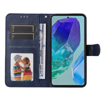 For Samsung Galaxy M55 5G Classic Calf Texture Flip Leather Phone Case(Blue) - Galaxy Phone Cases by buy2fix | Online Shopping UK | buy2fix