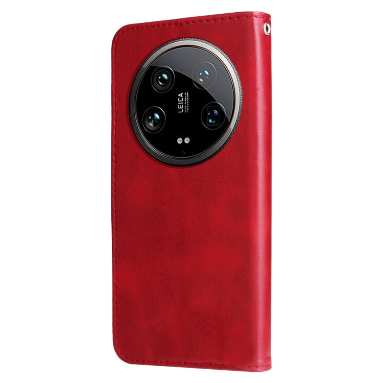 For Xiaomi 14 Ultra Fashion Calf Texture Zipper Leather Phone Case(Red) - 14 Ultra Cases by buy2fix | Online Shopping UK | buy2fix