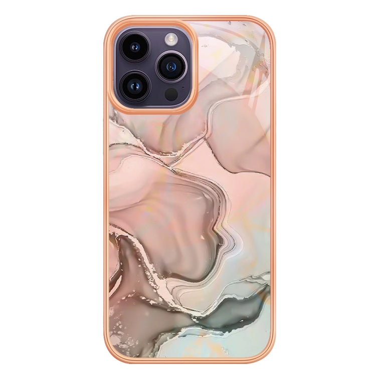 For iPhone 16 Pro Electroplating Marble Dual-side IMD Phone Case(Rose Gold 015) - iPhone 16 Pro Cases by buy2fix | Online Shopping UK | buy2fix