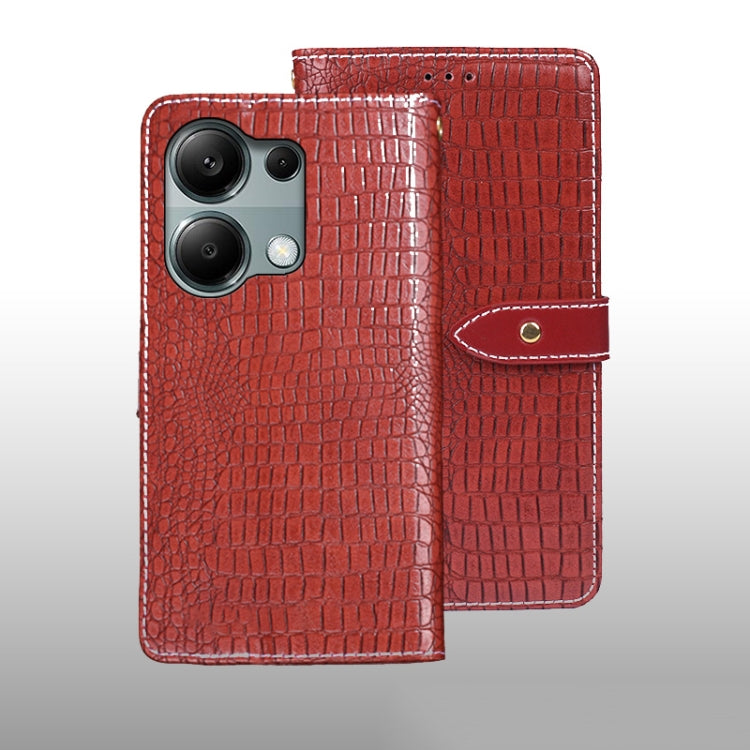 For Xiaomi Redmi Note 13 Pro 4G idewei Crocodile Texture Leather Phone Case(Red) - Xiaomi Cases by idewei | Online Shopping UK | buy2fix