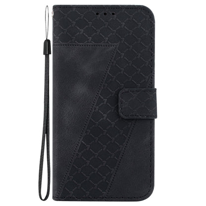 For iPhone SE 2024 Seven-shaped Embossed Leather Phone Case(Black) - More iPhone Cases by buy2fix | Online Shopping UK | buy2fix