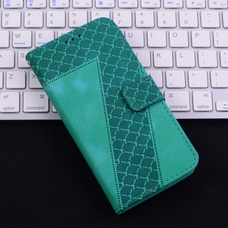 For iPhone 16 Seven-shaped Embossed Leather Phone Case(Green) - iPhone 16 Cases by buy2fix | Online Shopping UK | buy2fix