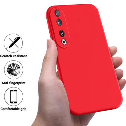 For Honor 90 Pure Color Liquid Silicone Shockproof Phone Case(Red) - Honor Cases by buy2fix | Online Shopping UK | buy2fix