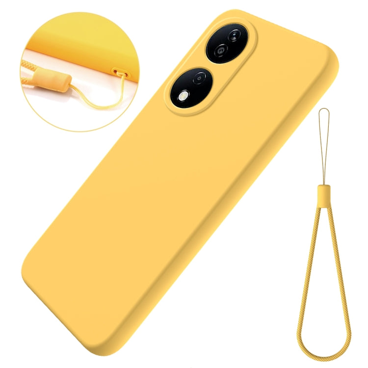 For Honor 90 Smart Pure Color Liquid Silicone Shockproof Phone Case(Yellow) - Honor Cases by buy2fix | Online Shopping UK | buy2fix