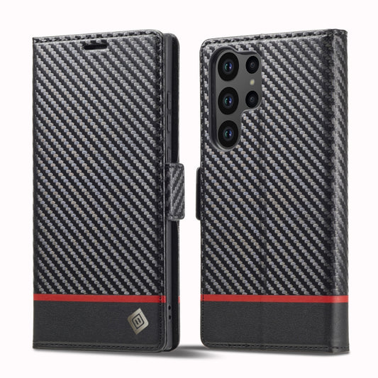 For Samsung Galaxy S24 Ultra 5G LC.IMEEKE Carbon Fiber Leather Phone Case(Horizontal Black) - Galaxy S24 Ultra 5G Cases by LC.IMEEKE | Online Shopping UK | buy2fix